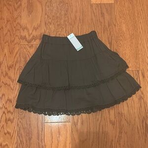 Sabz Wear NWT Olive Green Ruffle Skirt Size Small